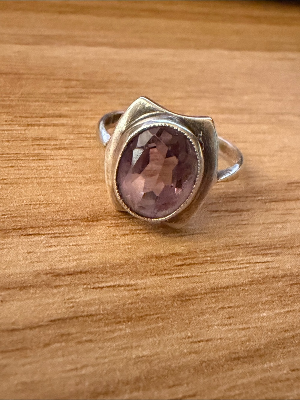 Sterling Silver Ring with Faceted Light Purple Stone-amethyst